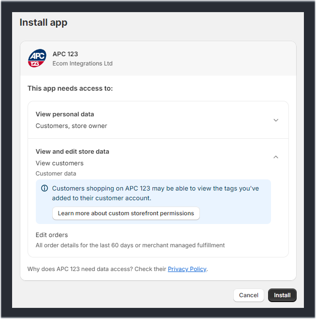 APC 123 App Installation Permissions