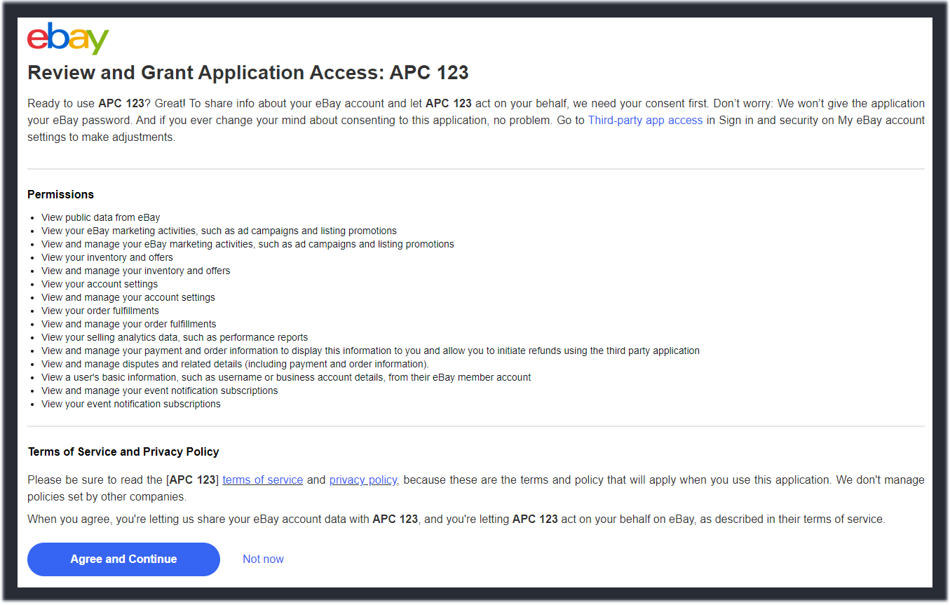 How to connect your eBay account to APC 123