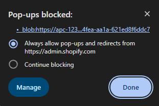 Allow chrome pop up blocked